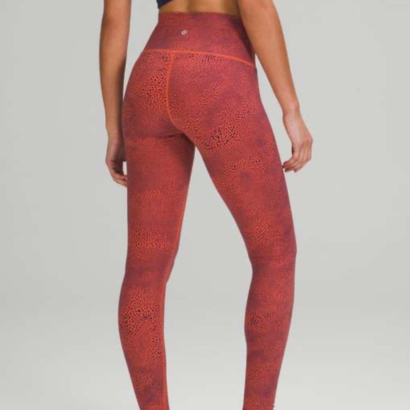 Lululemon Wunder train High Rise 25" Crackle Glaze Vintage Orange Larkspur sz- 6 - Picture 4 of 5